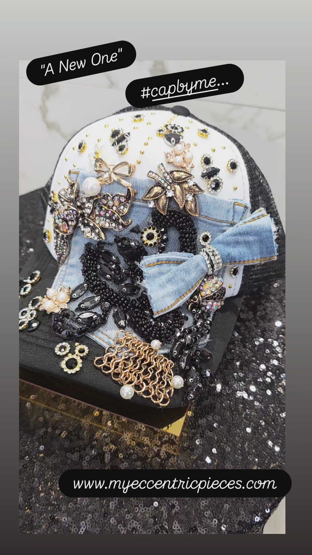 Lady Bug Rhinestone Charm Custom Cap