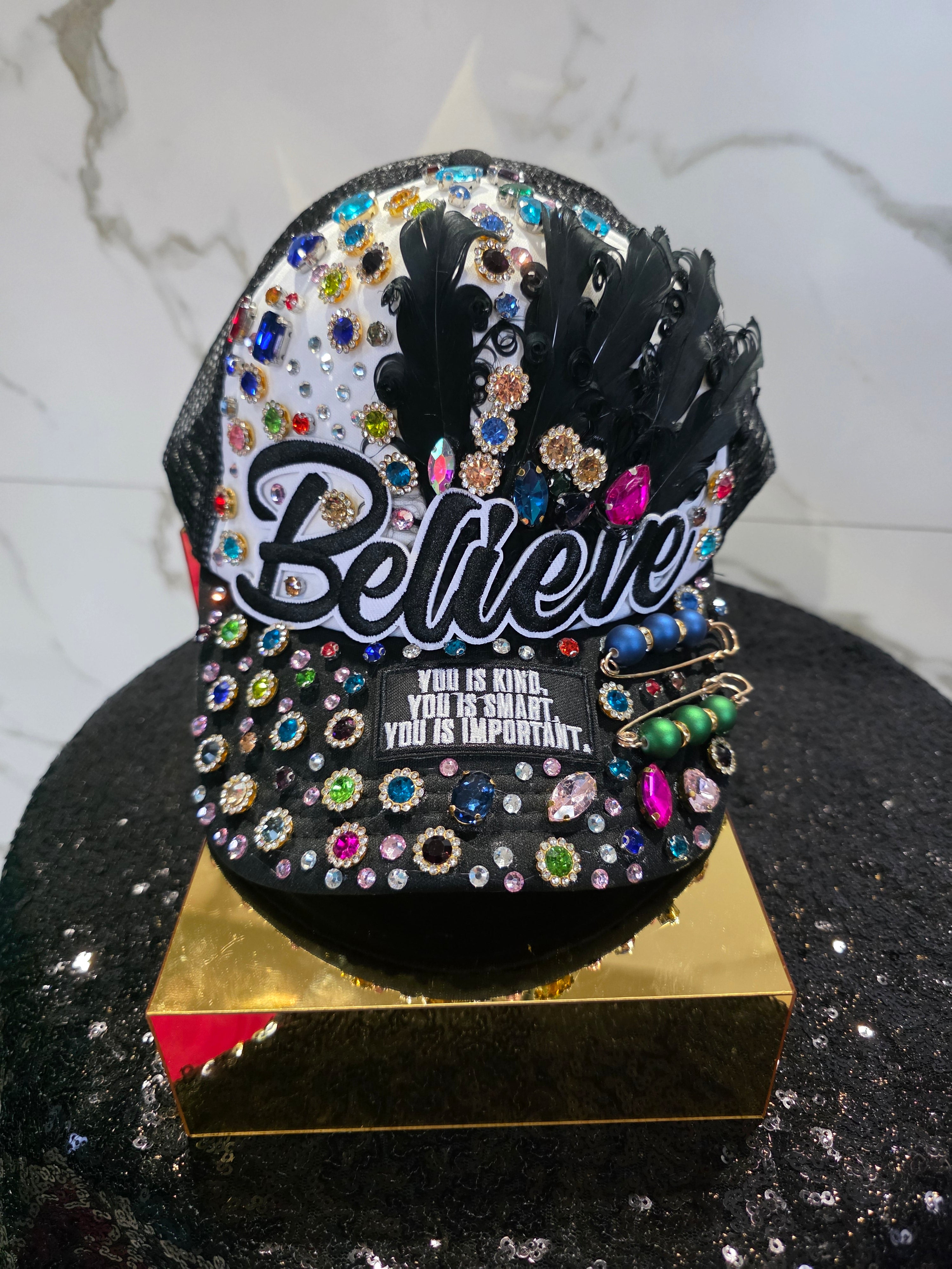 "Believe" Plenty of Stones Custom Cap🩷🧡💛💚💙🤎