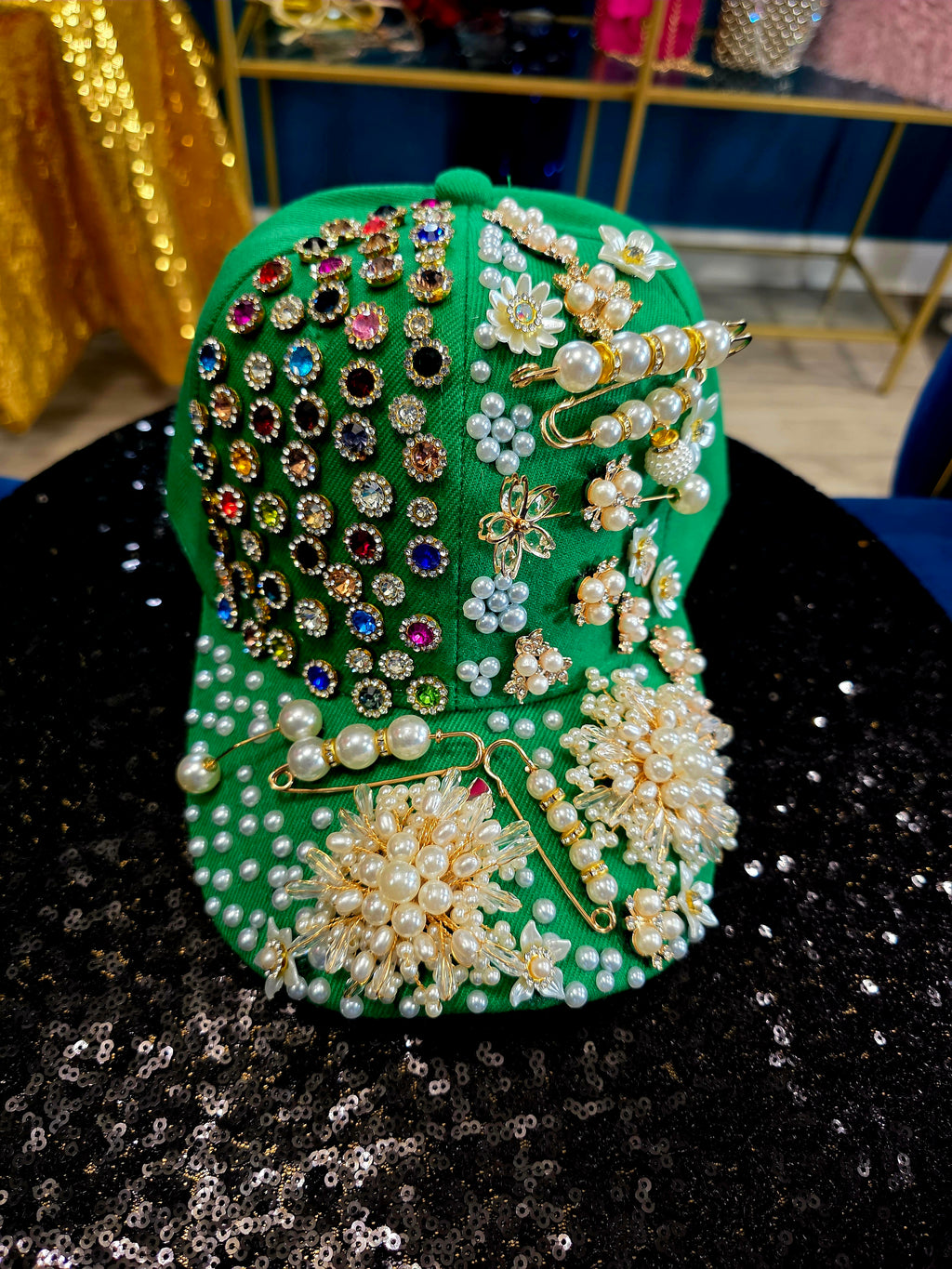 Stuff All Over Kelly Green Custom Cap