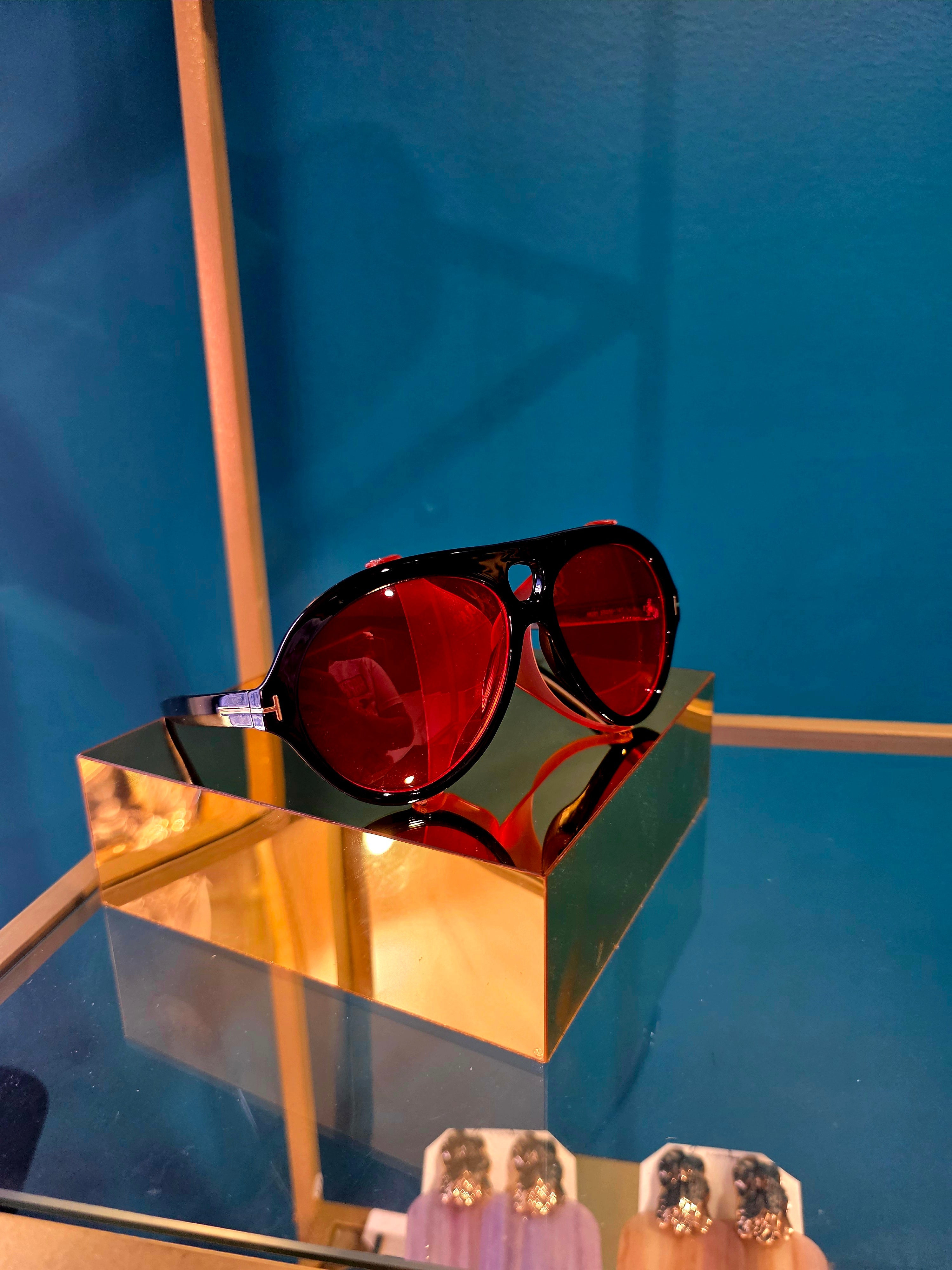 Red Frame Aviator Shades