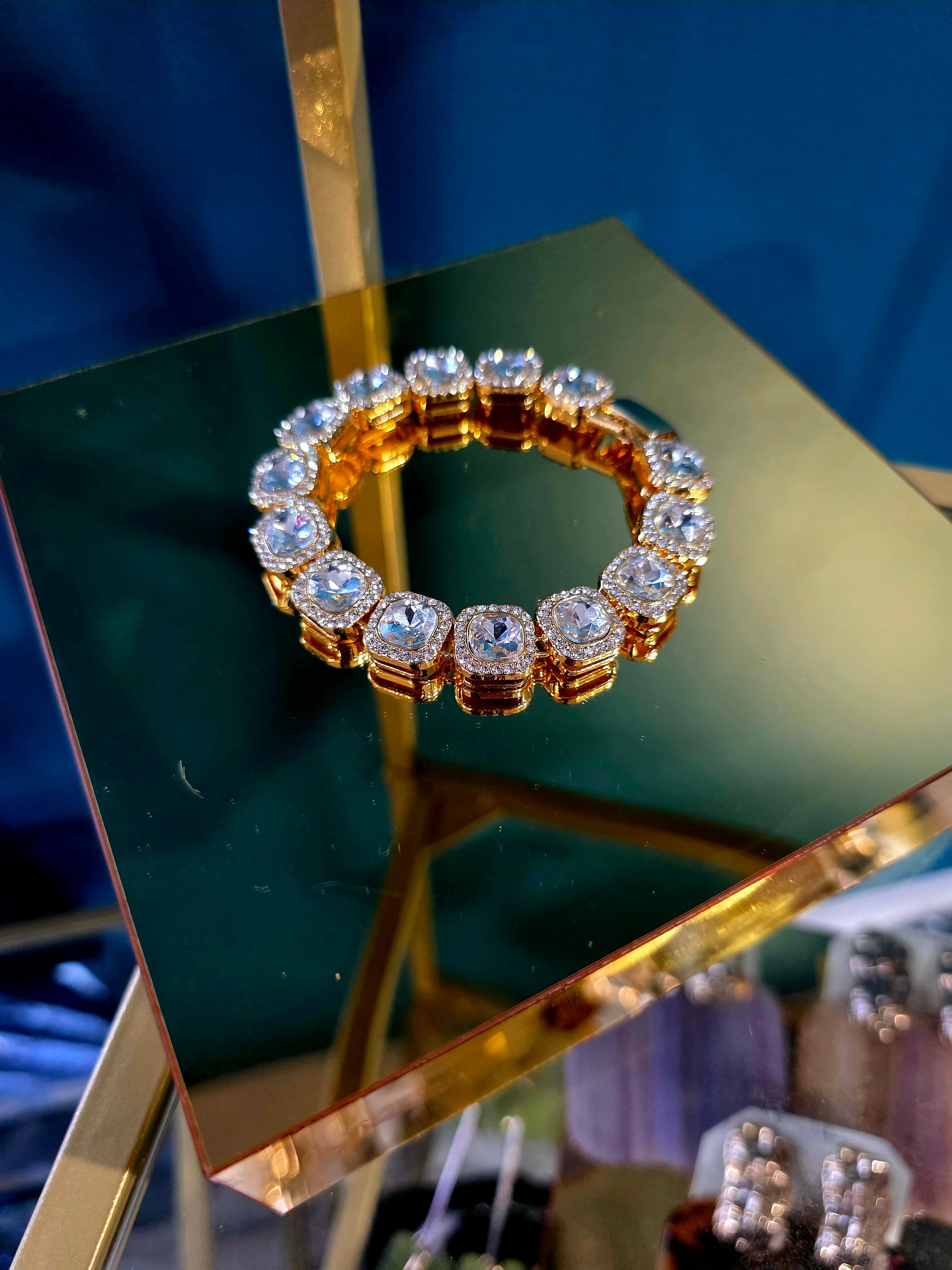 Gold Rhinestone Clamp Bracelet