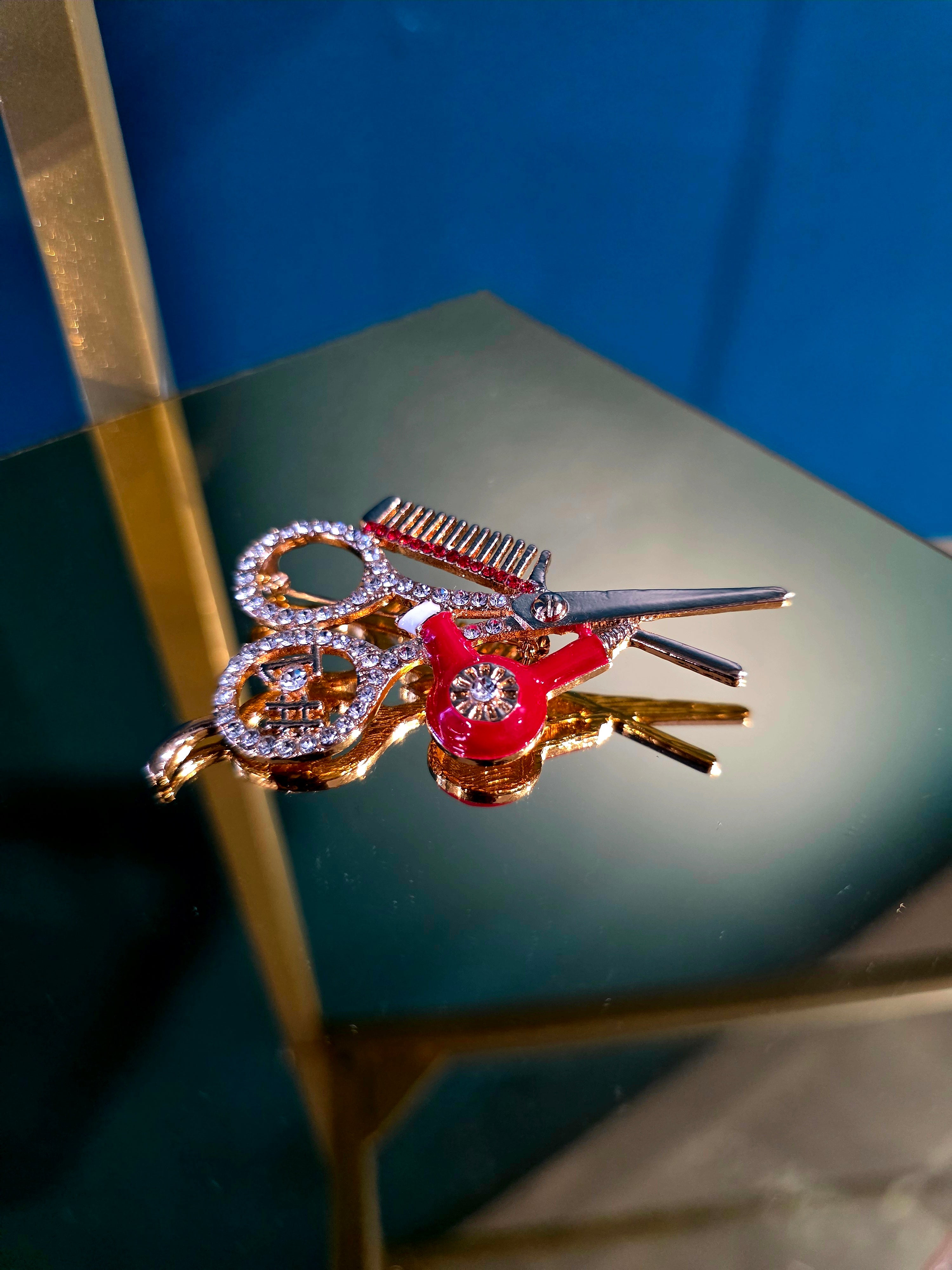 Red Scissors Brooch