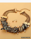 Gold Tone Ladybug Gem Necklace