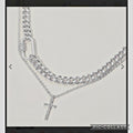 Silver Cross Double Necklace
