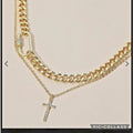 Double Cross Rhinestone Necklace