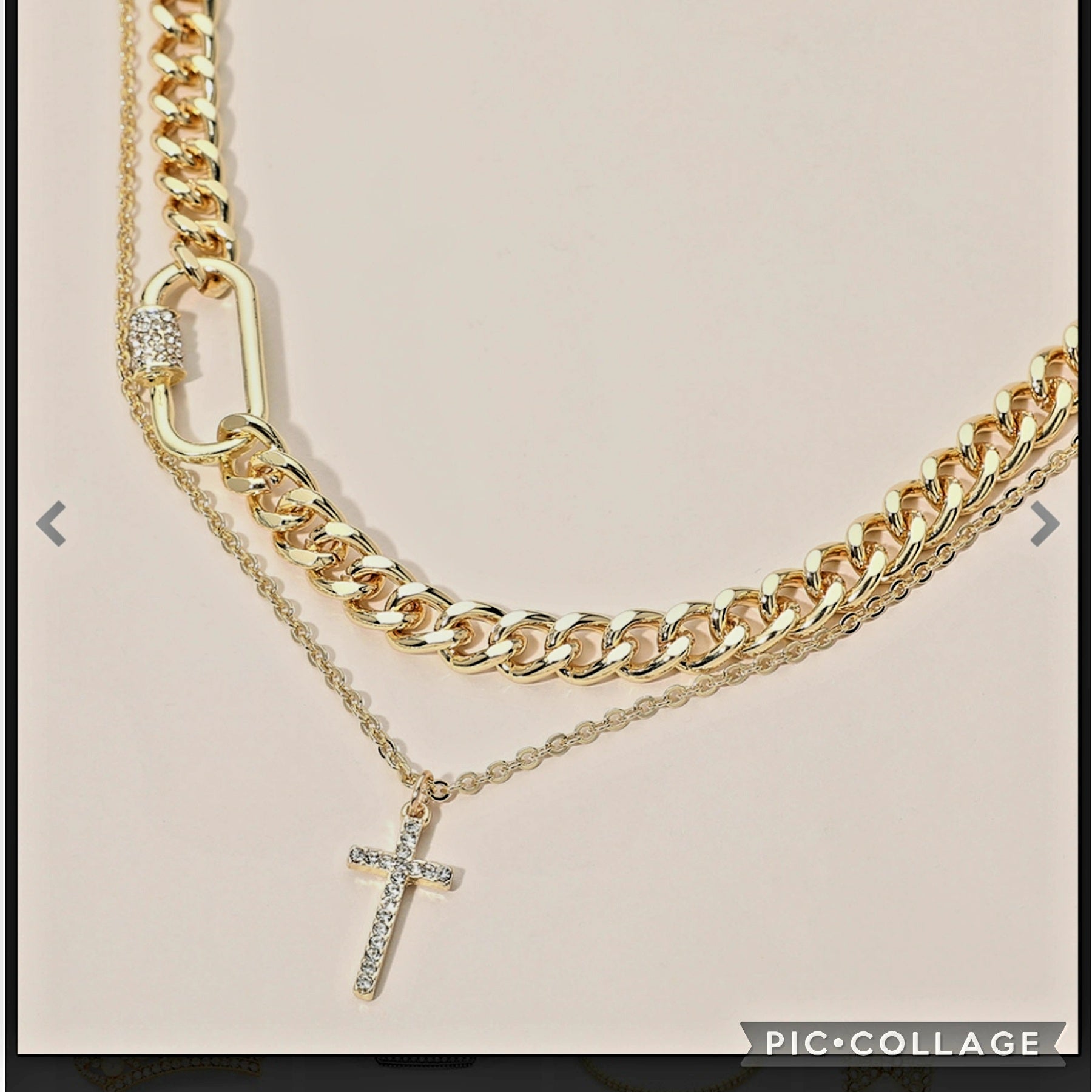 Double Cross Rhinestone Necklace