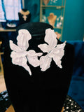 White Flowered Clay Earrings