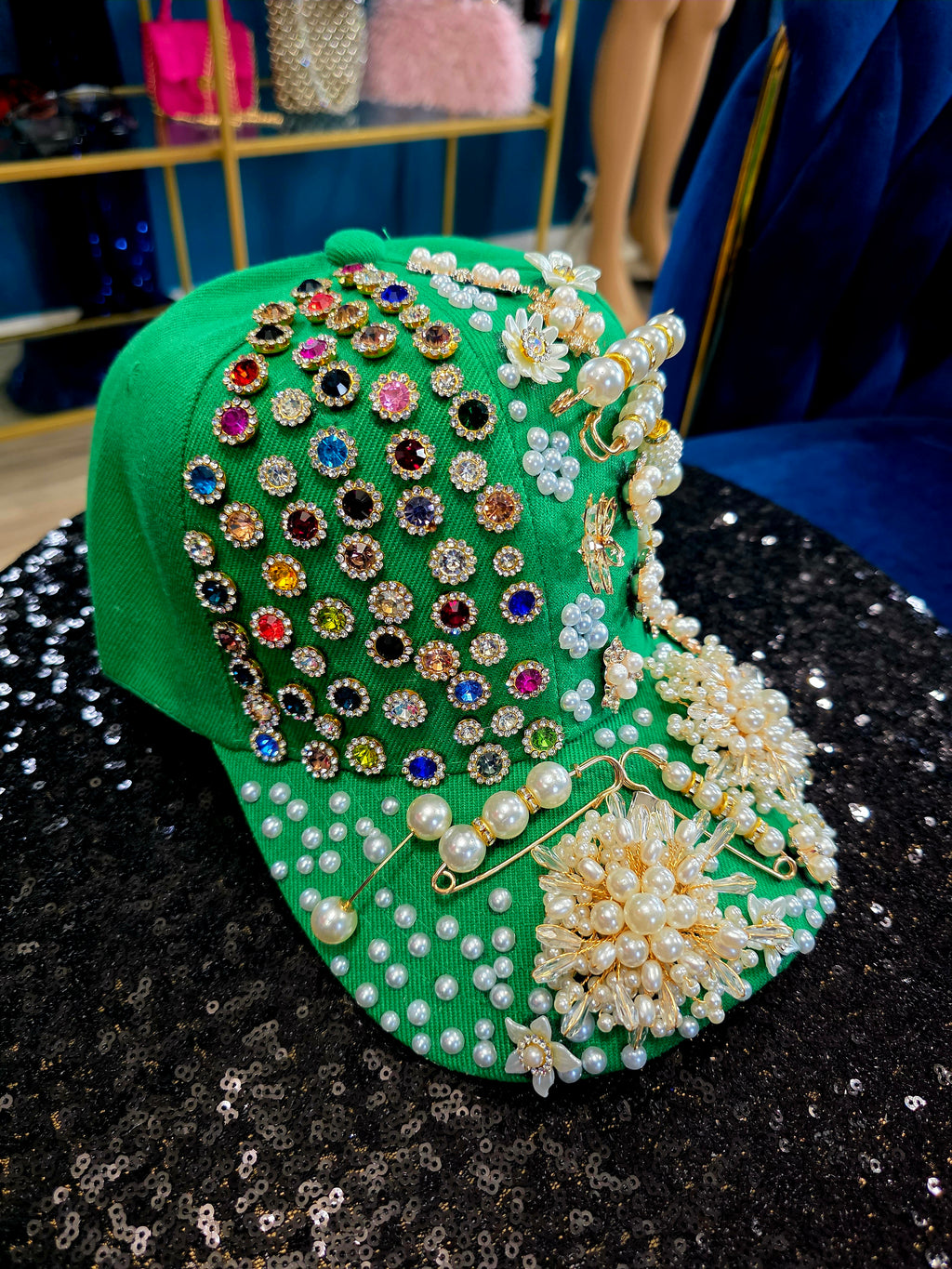 Stuff All Over Kelly Green Custom Cap