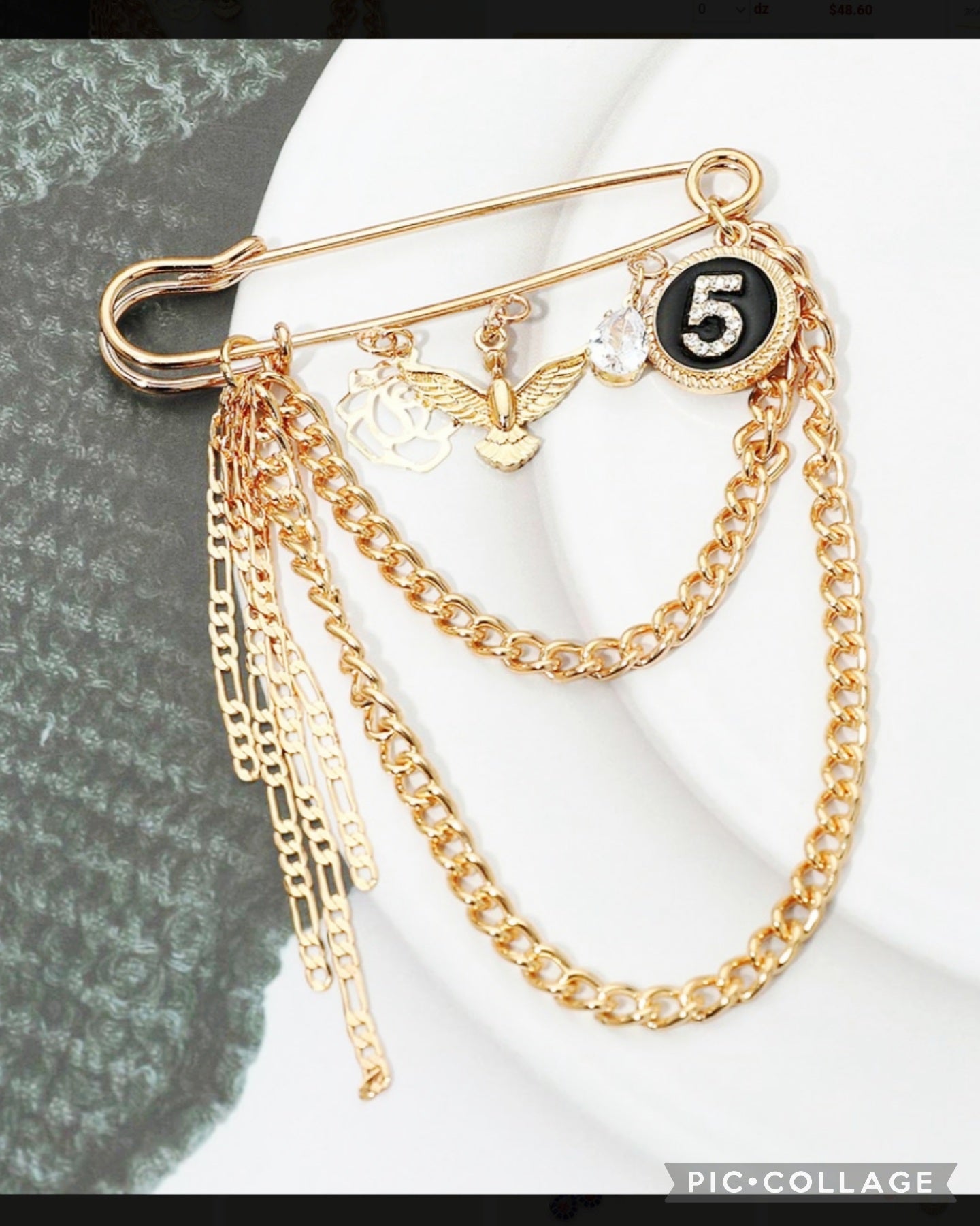 "5" Charm Hang Brooch