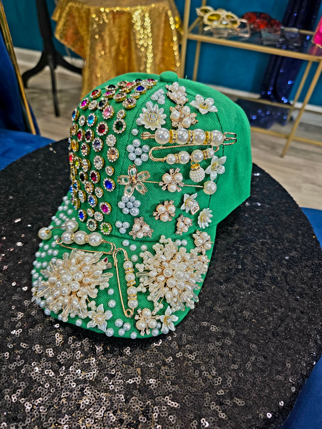 Stuff All Over Kelly Green Custom Cap