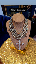 Gold Beaded Cross Necklace