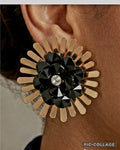 Black Crystal Rhinestone Earrings