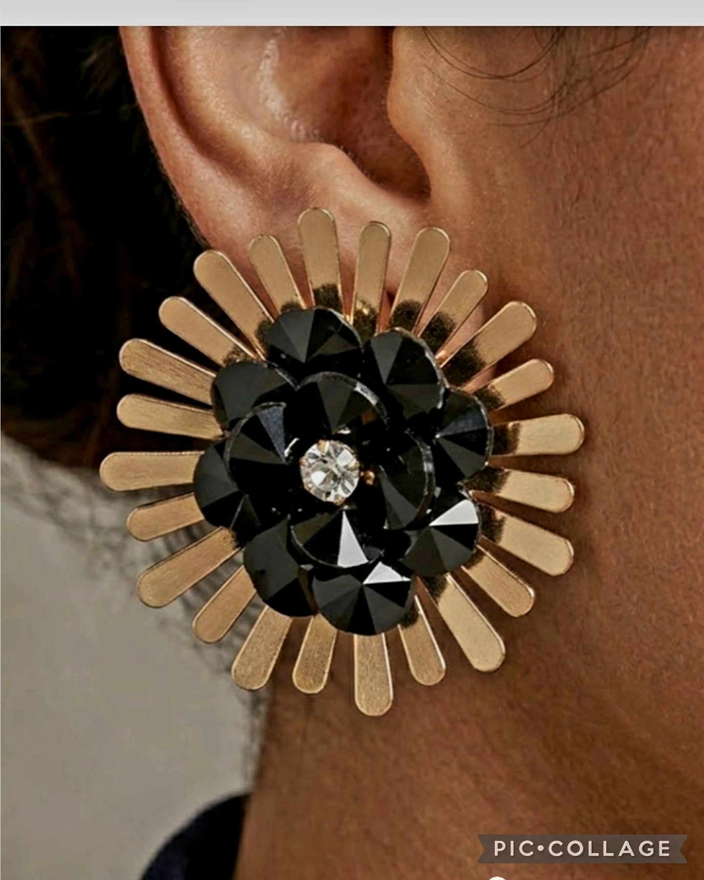 Black Crystal Rhinestone Earrings