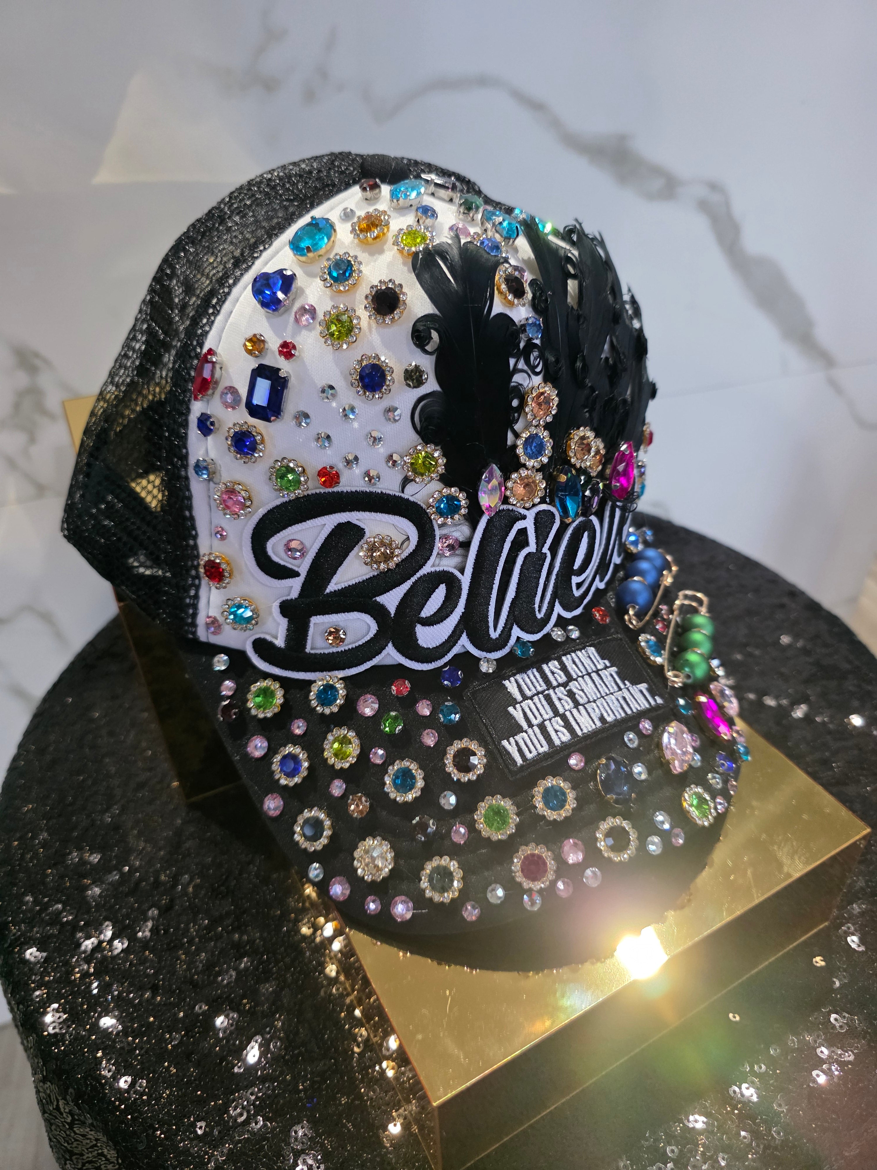 "Believe" Plenty of Stones Custom Cap🩷🧡💛💚💙🤎
