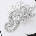 Silver Smooth Rhiestone But "God" Brooch