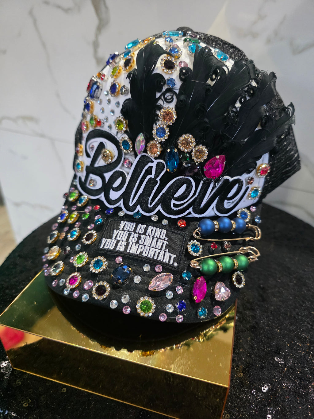 "Believe" Plenty of Stones Custom Cap🩷🧡💛💚💙🤎