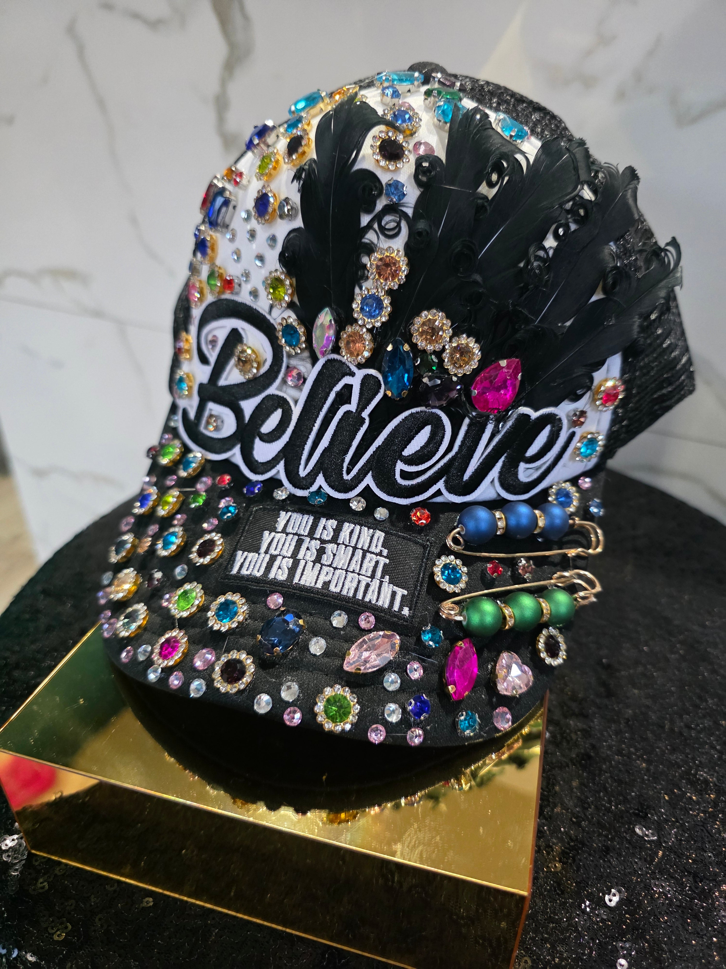 "Believe" Plenty of Stones Custom Cap🩷🧡💛💚💙🤎