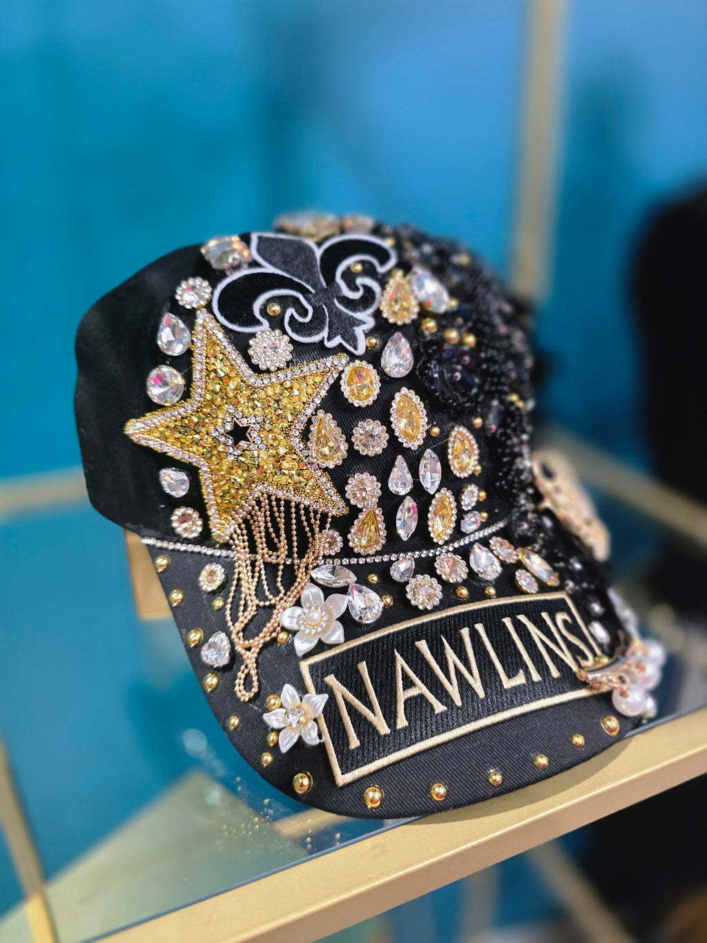 NAWLINS Fleur De Lis Bling Cap