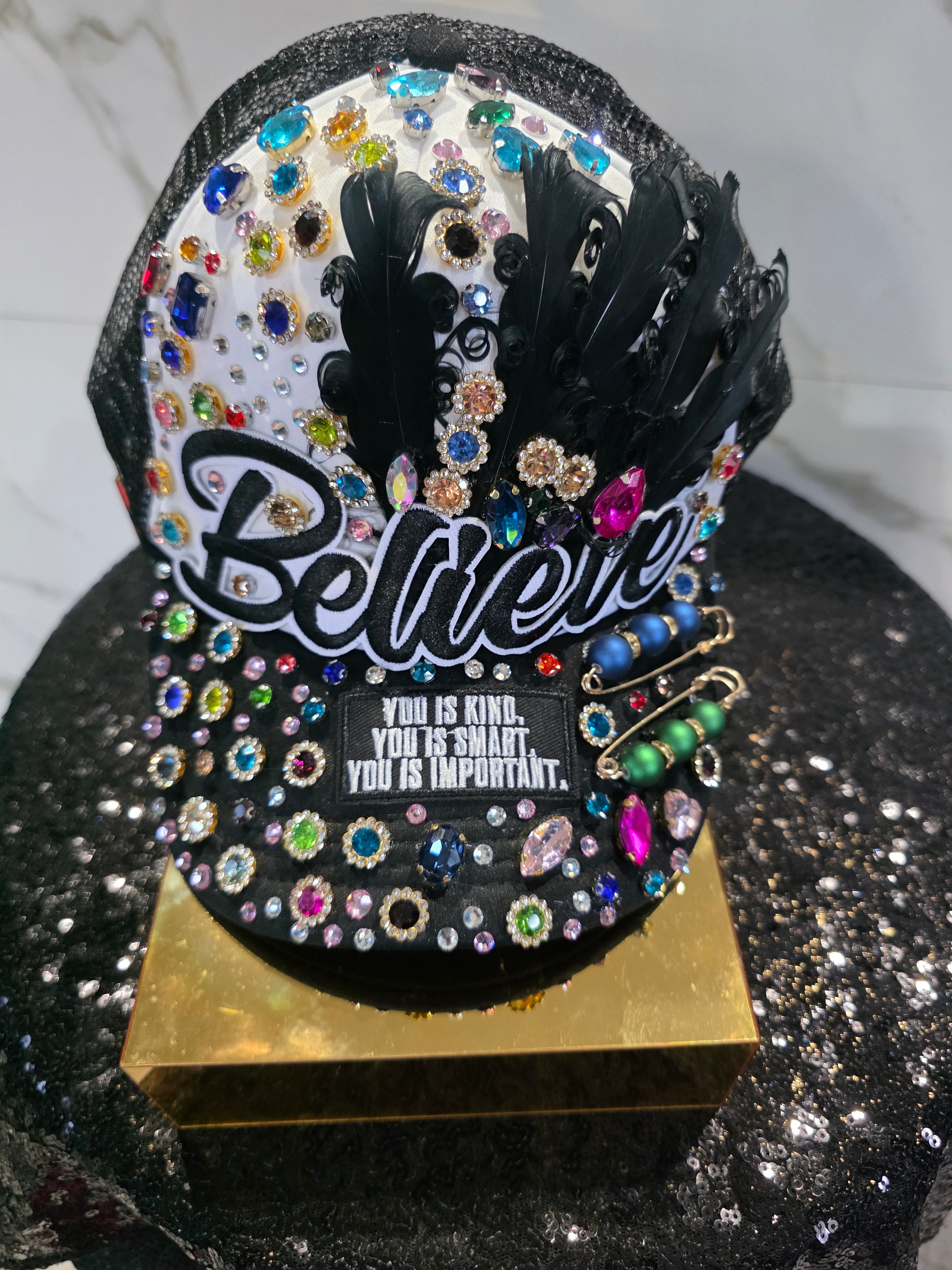 "Believe" Plenty of Stones Custom Cap🩷🧡💛💚💙🤎